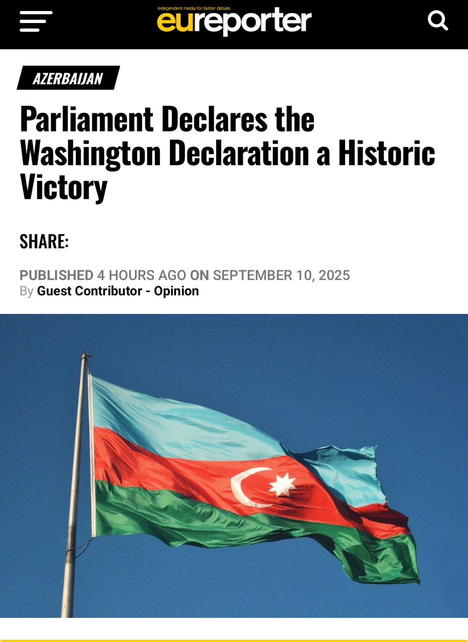 Deputat Məzahir Əfəndiyevin EU Reporter nəşrində məqaləsi dərc edilib
