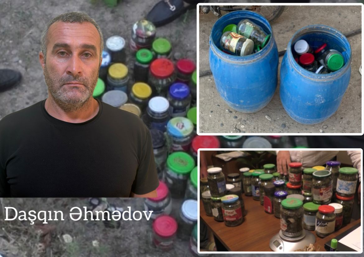 Şirvanda 3 kiloqram marixuananı şüşə qablarda gizlədən şəxs saxlanıldı