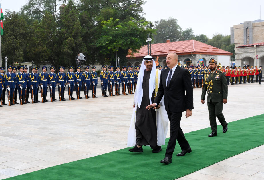 Birləşmiş Ərəb Əmirliklərinin Prezidentinin Şuşada rəsmi qarşılanma mərasimi olub - FOTO