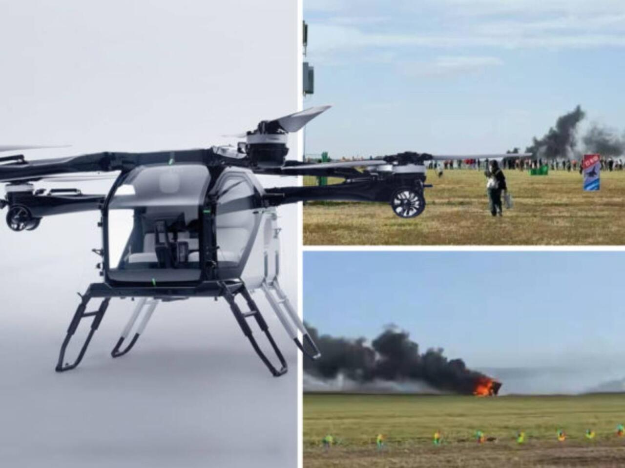 Çində uçan maşınlar havada toqquşdu - FOTO