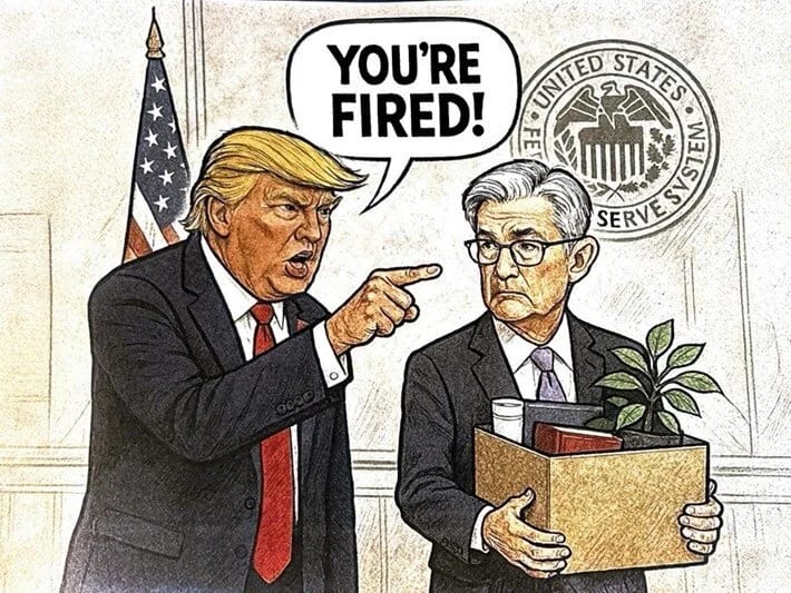 Tramp FED sədrini karikatura ilə işdən çıxardı