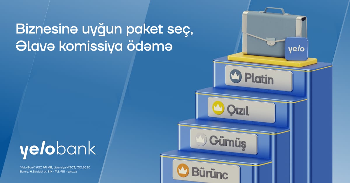 Yelo Bank bizneslərin ehtiyacına uyğun tarif paketləri təqdim edir