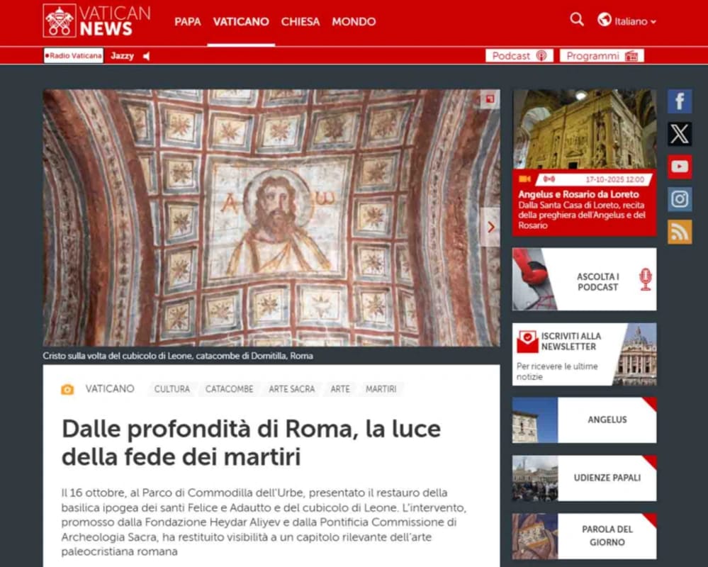 Vatikan mediası Mehriban Əliyevanın iştirakı ilə Komodilya katakombalarının bərpası layihəsindən yazır