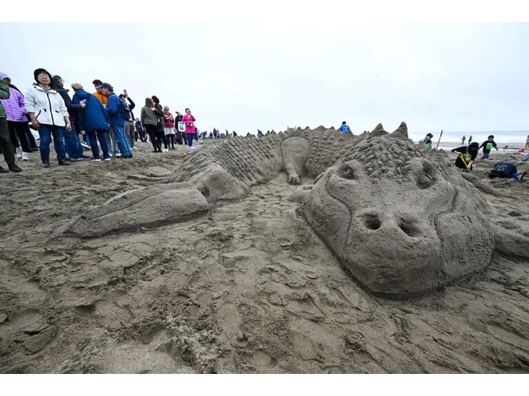 Minlərlə insan qumdan qalalar tikmək üçün toplaşıb