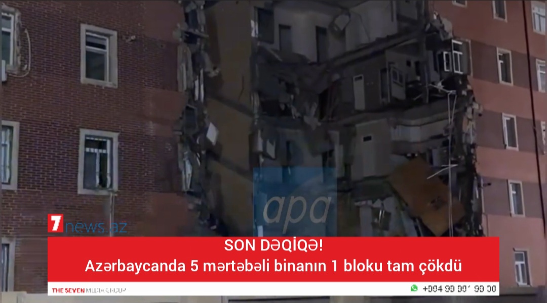 SON DƏQİQƏ: Azərbaycanda 5 mərtəbəli binanın 1 bloku tam çökdü (VİDEO)