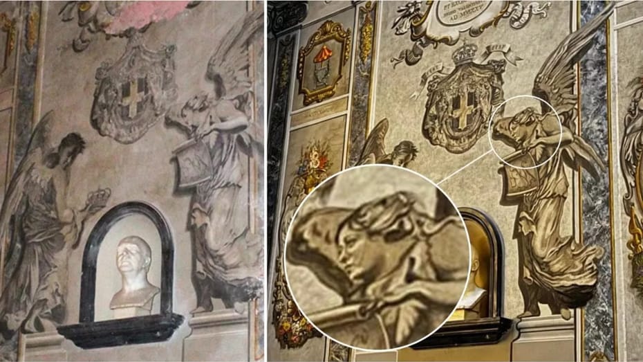 İtaliyada müzakirələrə səbəb olan mələk təsviri freska yığışdırılıb