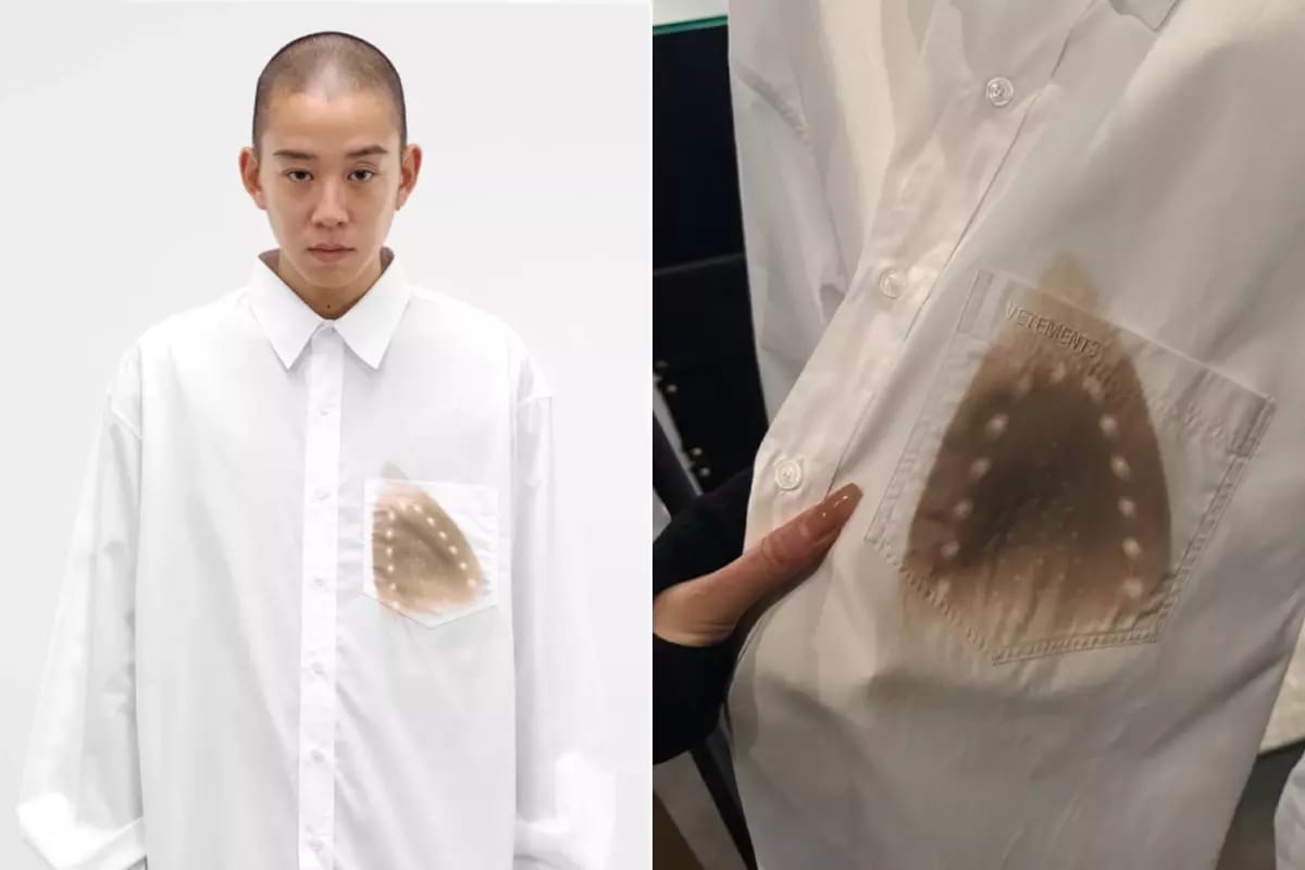 Üzərində ütü yanığı olan köynək satışa çıxarılıb