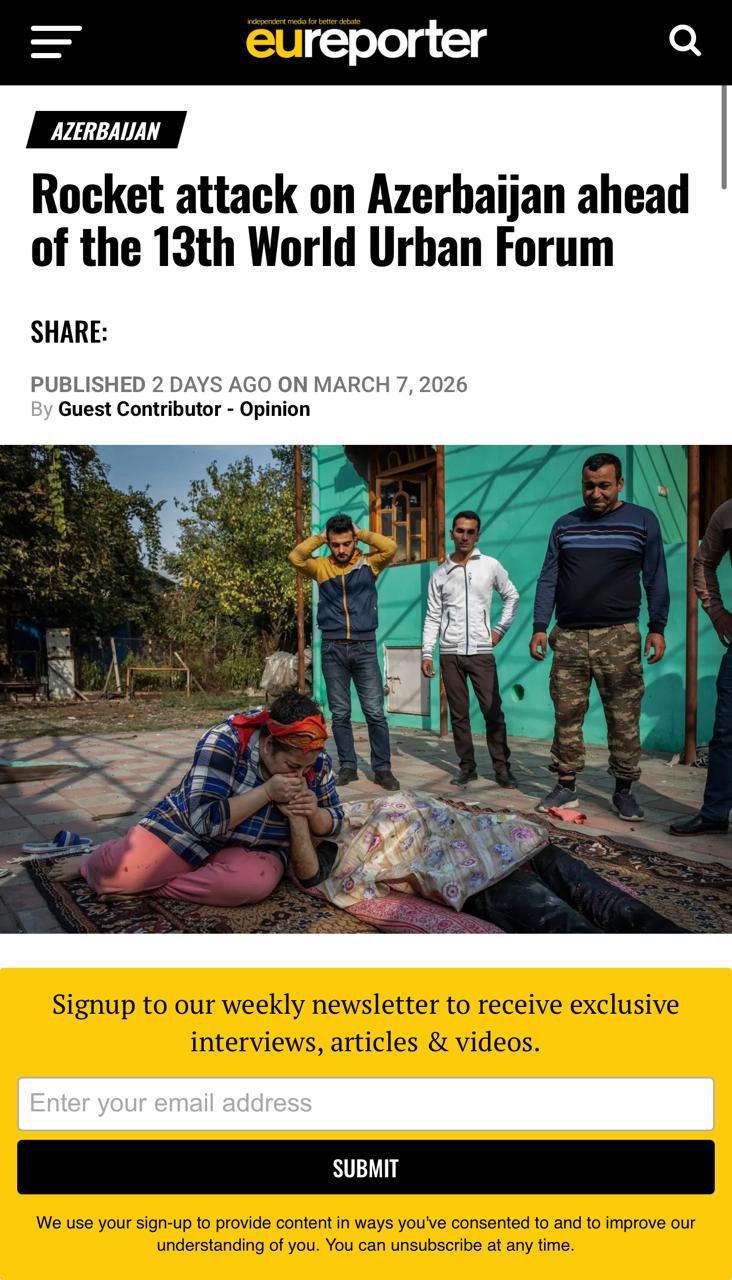 Məzahir Əfəndiyevin məqaləsi Avropa mediasında dərc olunub