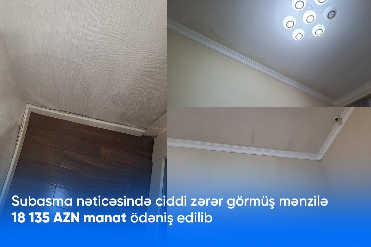 Subasma nəticəsində 18 135 AZN zərərə uğramış mənzilin xərci qarşılanıb