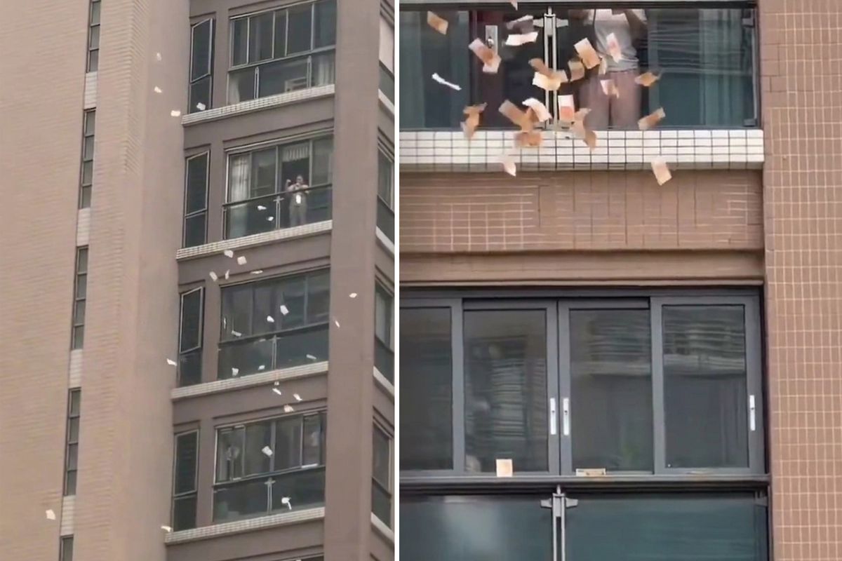 Çində göydən pul yağdı