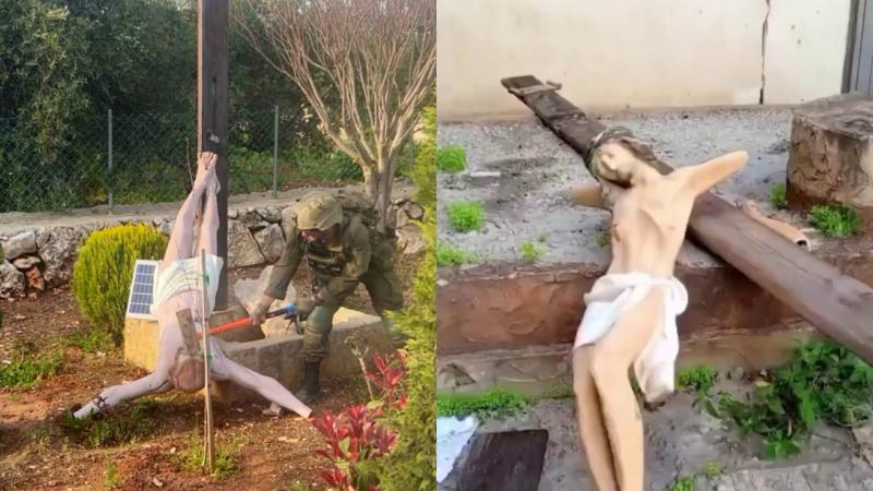 İsrail əsgərləri İsanın heykəlini sındırıblar