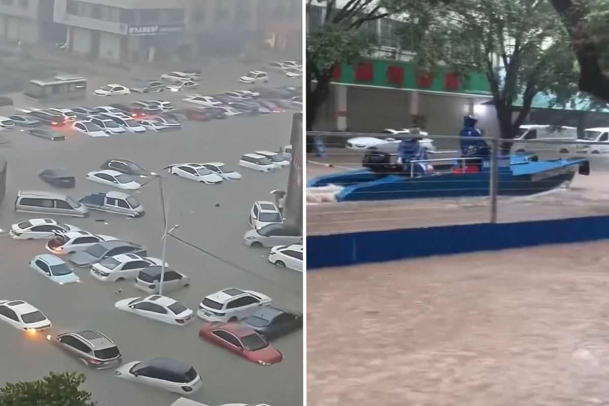 Çinin Qinzhou şəhəri tamamilə su altında qalıb