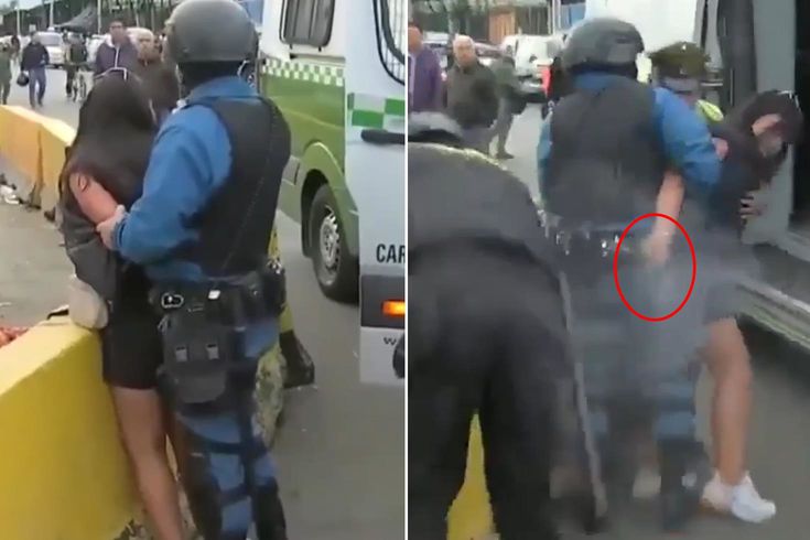 Qadın canlı yayımda polis məmurunun silahını tutub atəş açdı