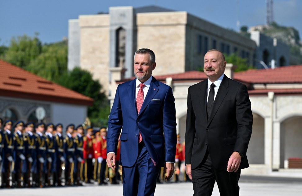 Slovakiya Prezidentinin Şuşada rəsmi qarşılanma mərasimi oldu - FOTOLAR