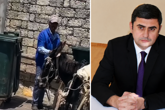 Bakının bu ərazisində zibili eşşək arabası ilə yığırlar
