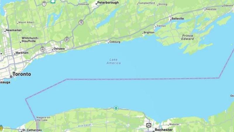 Apple Ontario gölünün adını Amerika gölü olaraq dəyişdirdi
