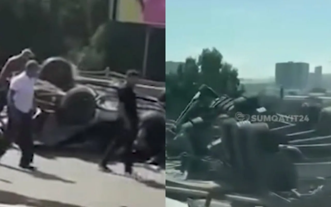 Bakı-Sumqayıt yolunda ağır qəza - Avtomobillər aşdı - (Video)