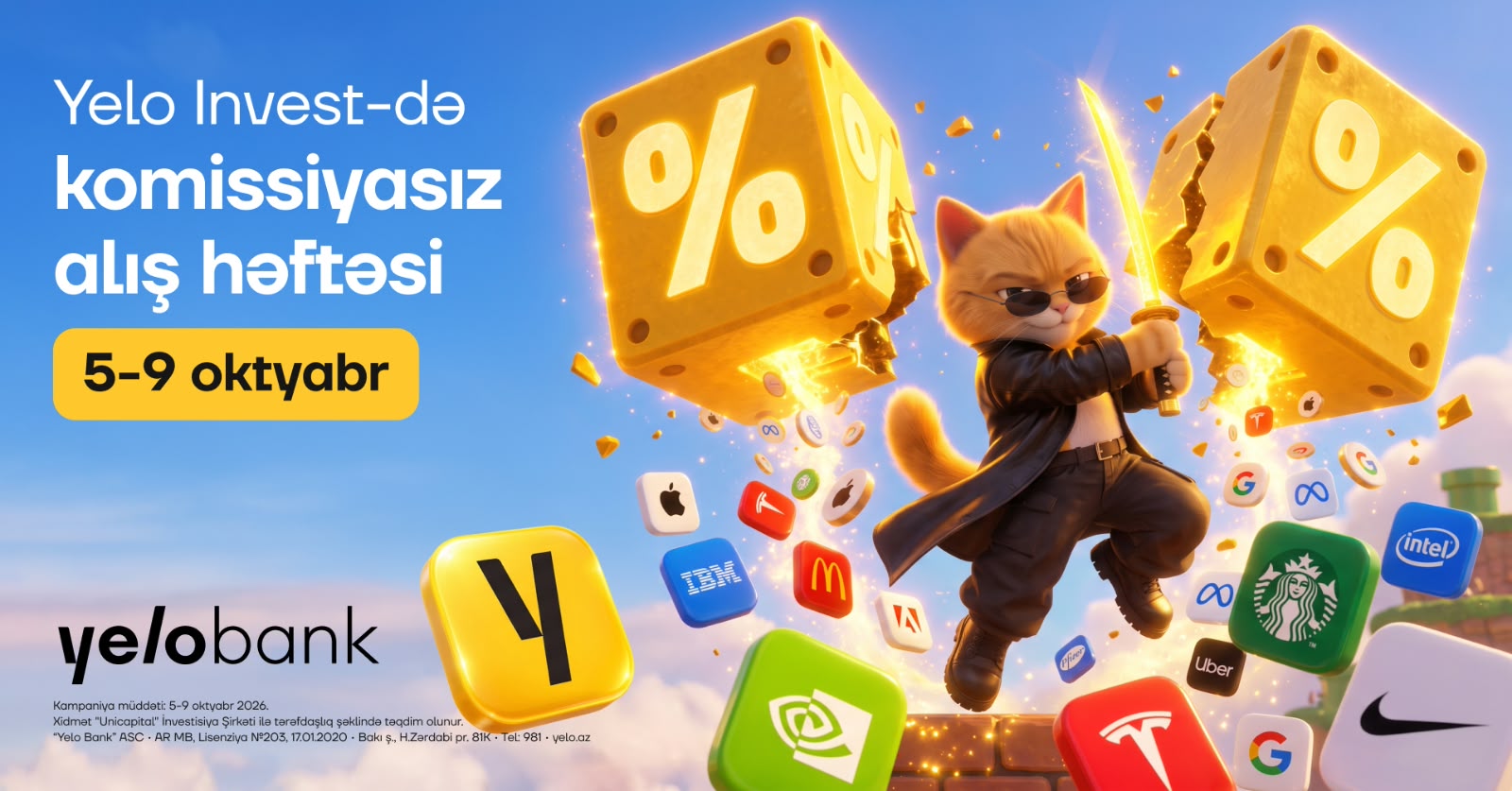 Yelo Bank hər ay komissiyasız investisiya həftəsi keçirəcək!