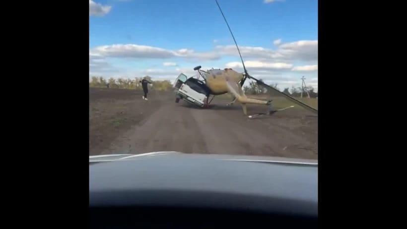Helikopter qəfil aşdı, sürücü ölümdən son anda xilas oldu