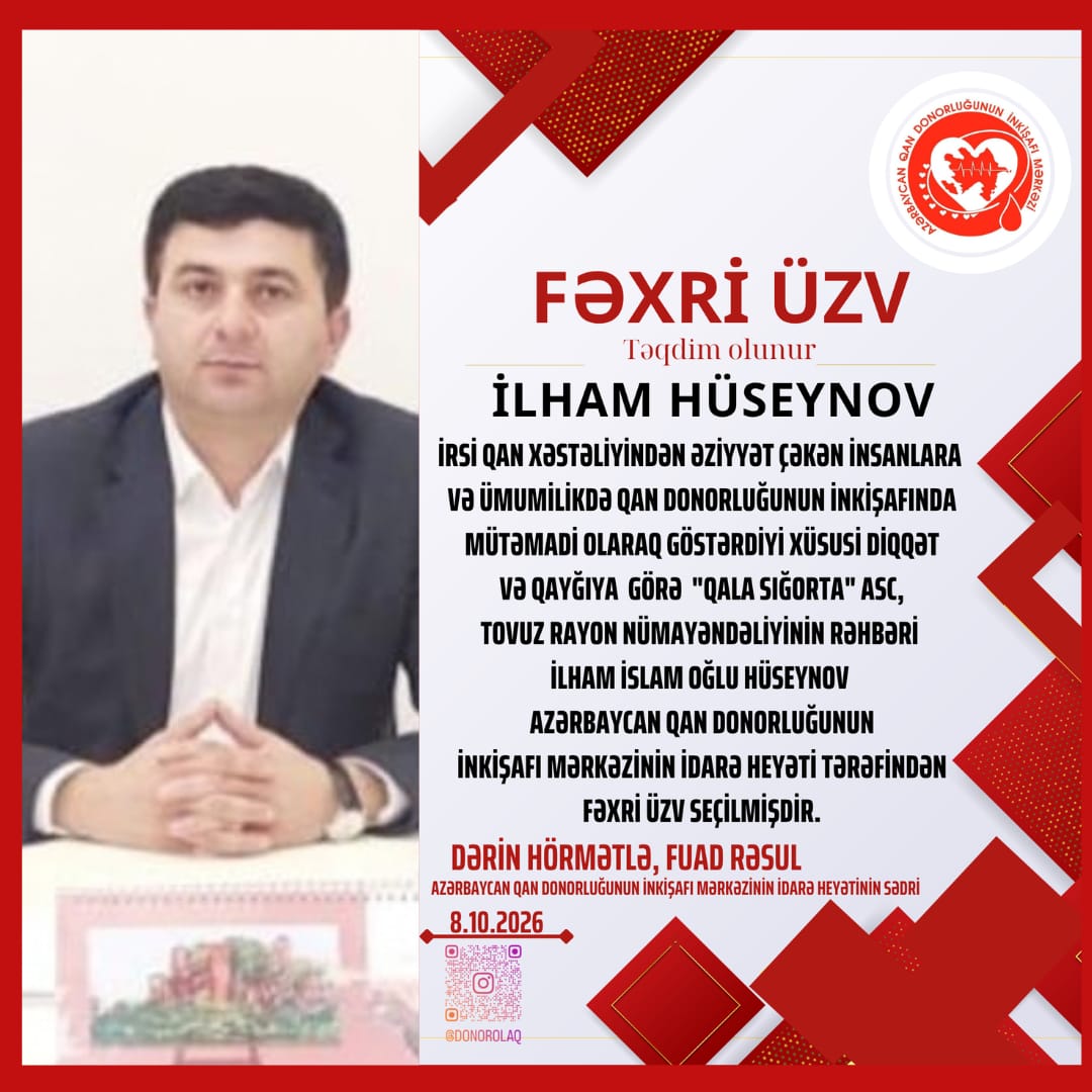 İLHAM HÜSEYNOV FƏXRİ ÜZVLÜYƏ LAYİQ GÖRÜLDÜ
