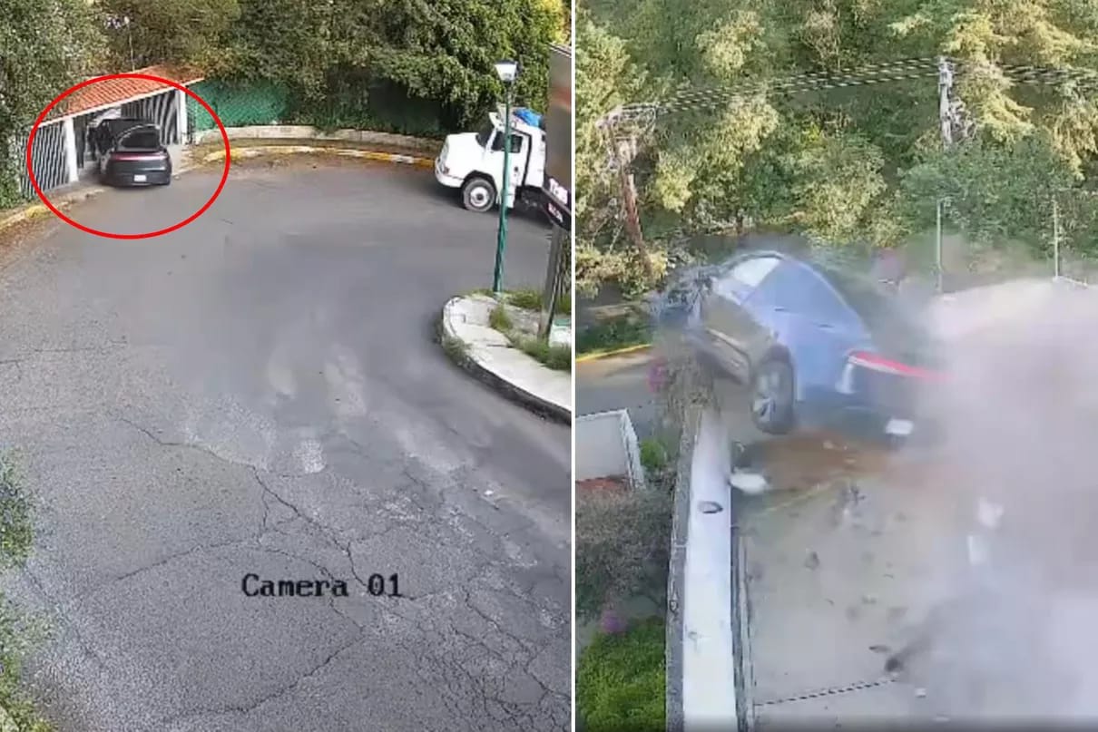 İdarəetmədən çıxan Tesla evə çırpılıb bir neçə metr aşağı düşdü