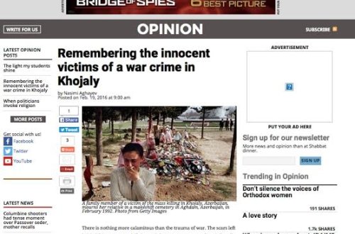 Xocalı soyqırımına dair məqalə ABŞ mətbuatında dərc olunub