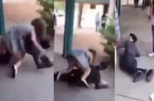 Tələbə qız ona sataşan oğlanı döydü