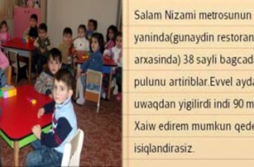 38 saylı uşaq bağçasında “böhranla əlaqədar” bahalaşma başladı