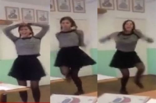 Məktəbli qızın sinifdə rəqsi rekord vurdu