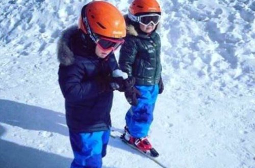 Leyla Əliyeva oğlanları ilə xizək sürdü