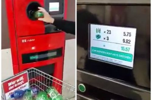 Bu aparat plastik su qablarını pula çevirir