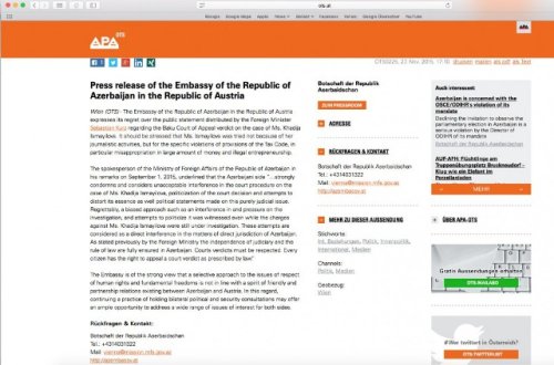 Xədicə İsmayılova ilə bağlı bəyanata