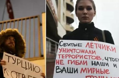 Türkiyənin Rusiyadakı səfirliyi önündə aksiya