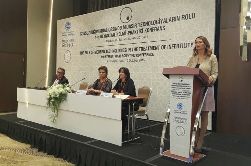 Qənirə Paşayeva “Sonsuzluğun müalicəsində müasir texnologiyaların rolu” adlı 1-ci Beynəlxalq Elmi-praktiki konfransda çıxış etdi