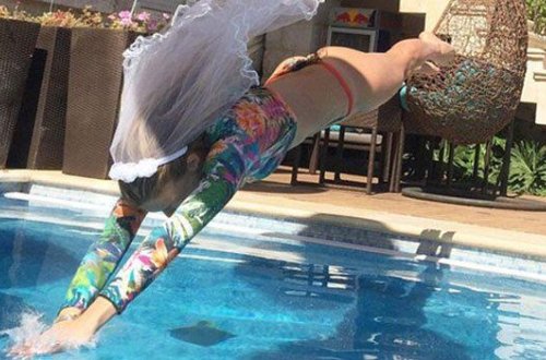 Gəlin toyunda özünü hovuza atdı