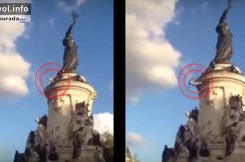 15 metrlik heykəldən yıxıldı