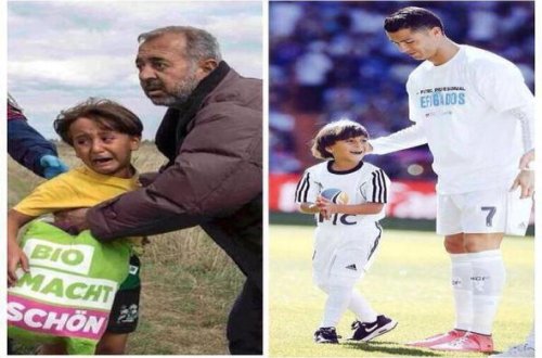 Ronaldu matça qaçqın oğlan ilə bərabər çıxdı