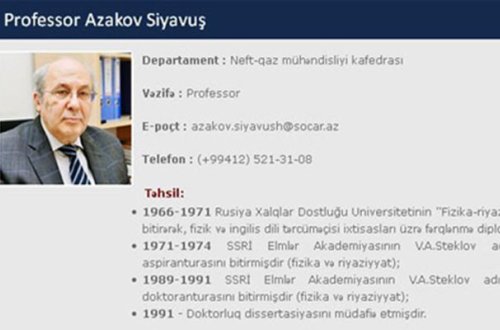 Bakı Ali Neft Məktəbinin professorunun övladları