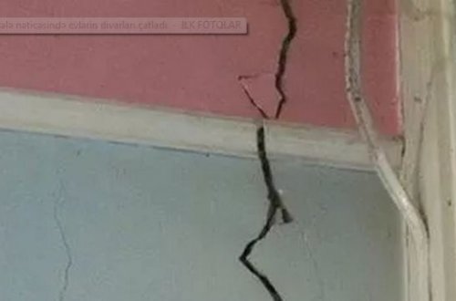 Zəlzələ nəticəsində evlərin divarları çatladı