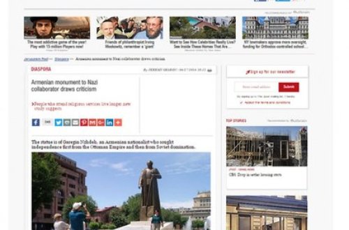 “The Jerusalem Post” Ermənistanda nasistə abidə ucaldılmasını ciddi tənqid edib