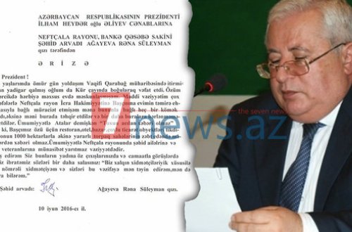 Neftçala icra hakimiyyətindən şəhidin həyat yoldaşına