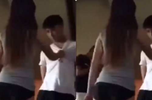 Gənc qız ona xəyanət edən sevgilisini döydü -VİDEO