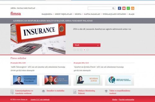 Maliyyə Bazarlarına Nəzarət Palatasının www.fimsa.az rəsmi internet səhifəsi istifadəyə verilib