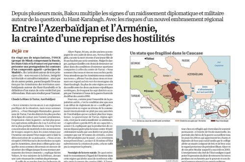 Fransa qəzeti Qarabağ münaqişəsindən yazdı