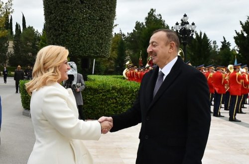 Xorvatiya prezidentinin rəsmi qarşılanması - FOTOLAR