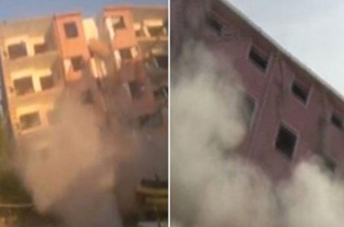 İNANILMAZ: Atdığı daşla 5 mərtəbəli bina çökdü - VİDEO