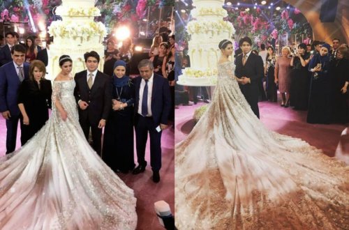 Biznesmenin qızı 1 milyonluq gəlinlik geyindi - FOTOLAR