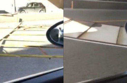 Bakıda reklam lövhəsi yola düşdü - Video