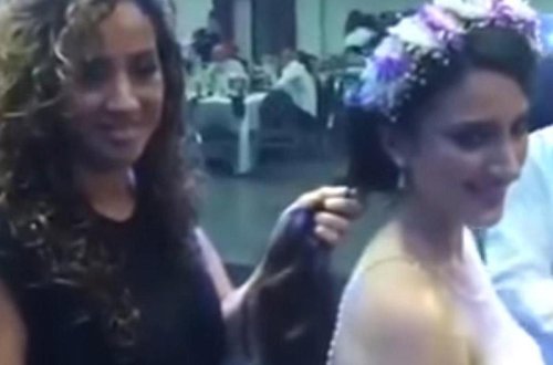 Toy axşamı qəribə hadisə: Gəlinin saçlarını kəsib... - VİDEO