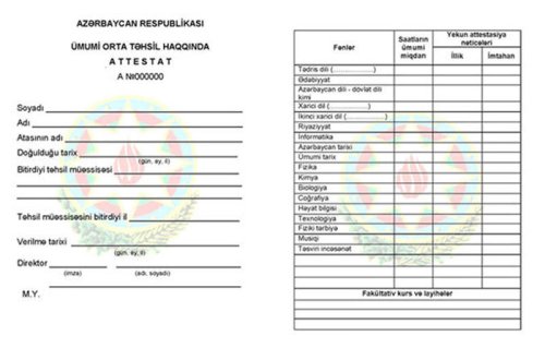 IX və XI sinif məzunları üçün yeni attestatlar